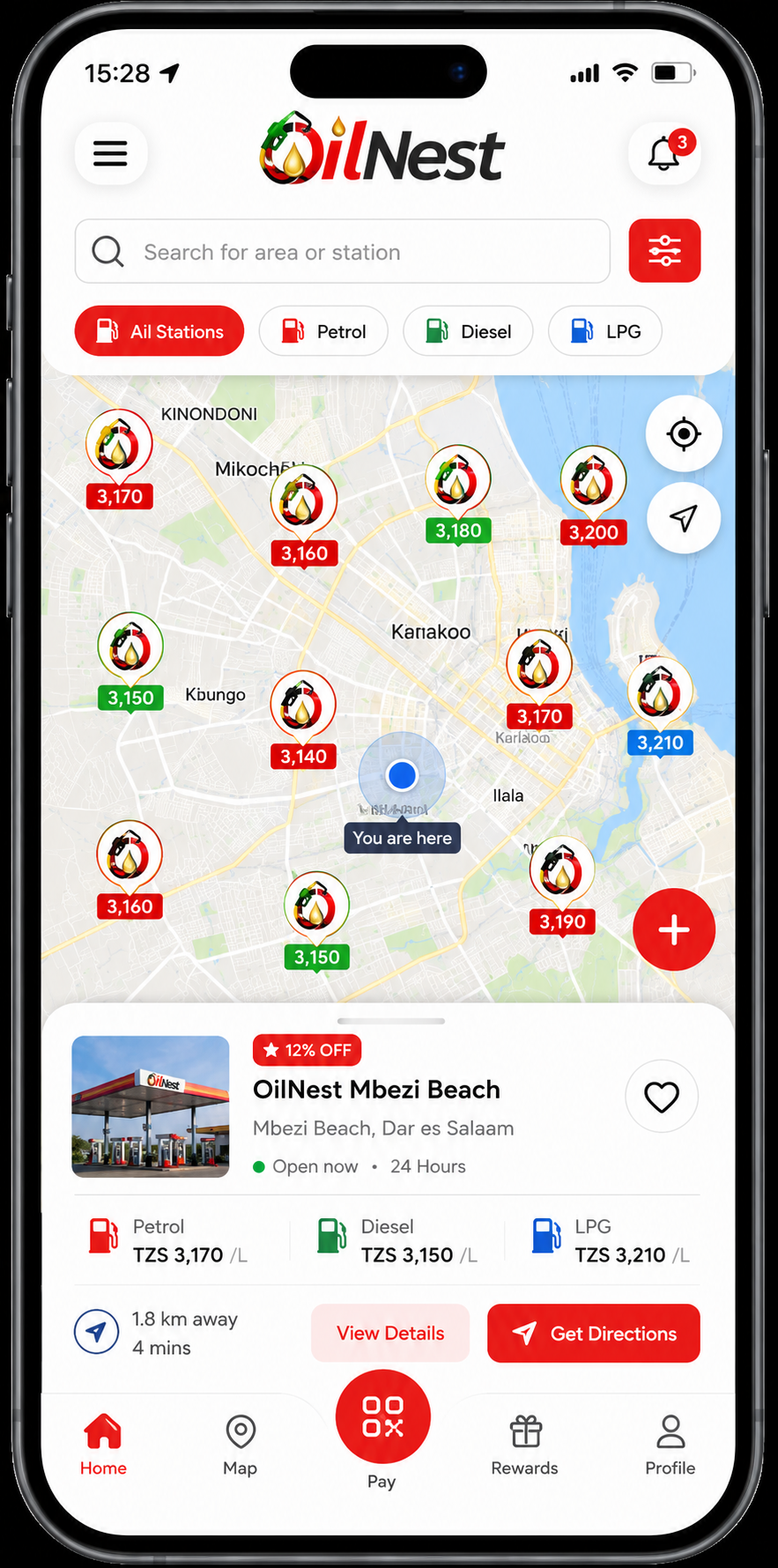 Live fuel locator